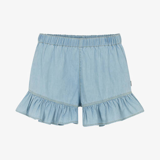 Molo-Teen Girls Blue Chambray Shorts | Childrensalon