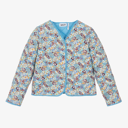 Molo-Голубая хлопковая куртка в цветочек для девочек-подростков | Childrensalon