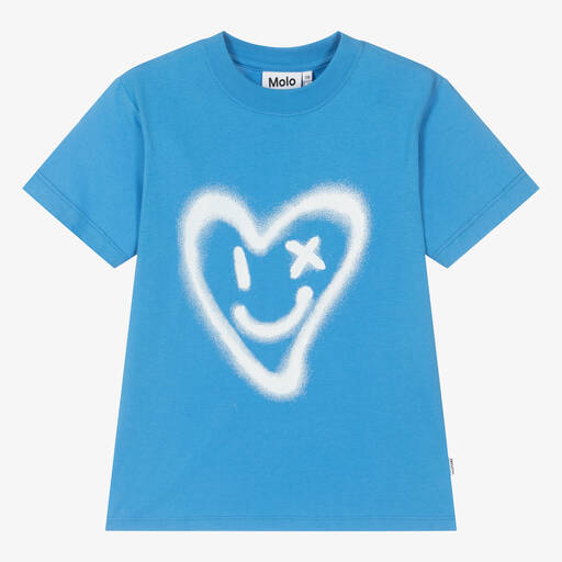 Molo-Teen Girls Blue Organic Cotton T-Shirt | Childrensalon