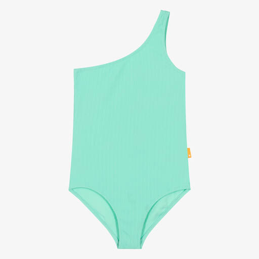 Molo-Teen Girls Green Asymmetric Swimsuit (UPF50+) | Childrensalon