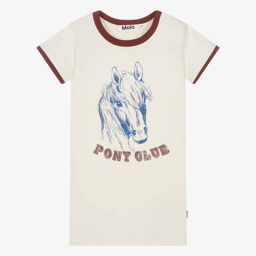 Molo-Teen Girls Ivory Pony Cotton T-Shirt | Childrensalon