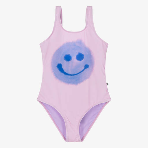 Molo-Teen Girls Pink Smiling Face Swimsuit (UPF50+) | Childrensalon