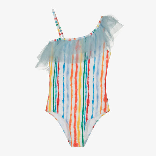 Molo-Teen Girls Stripe Tulle Swimsuit (UPF 50+) | Childrensalon