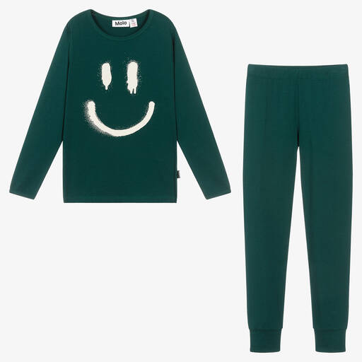 Molo-Зеленая хлопковая пижама со смайлом | Childrensalon