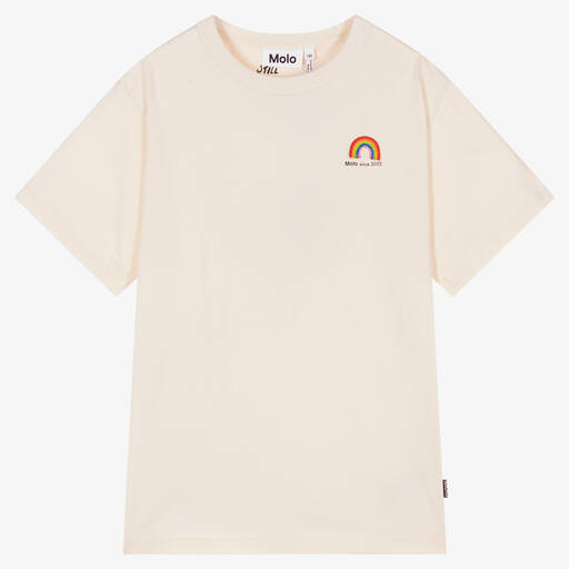 Molo-Teen Ivory Organic Cotton Rainbow T-Shirt | Childrensalon