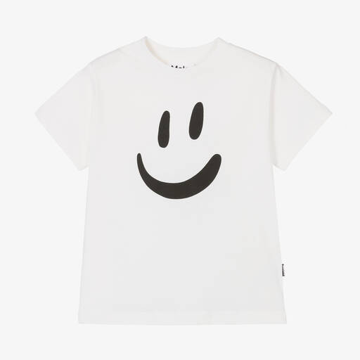 Molo-White Organic Cotton Graphic T-Shirt | Childrensalon