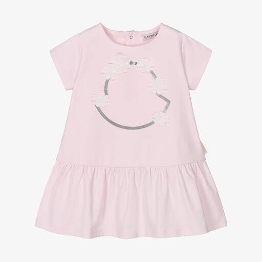 Moncler Enfant-Baby Girls Pink Cotton Dress | Childrensalon