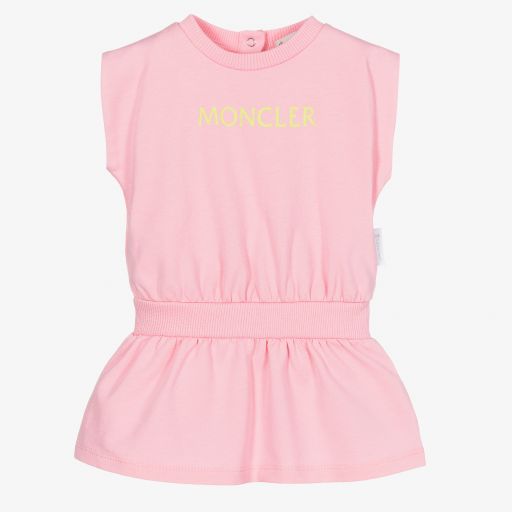 Moncler Enfant-Baby Girls Pink Logo Dress | Childrensalon