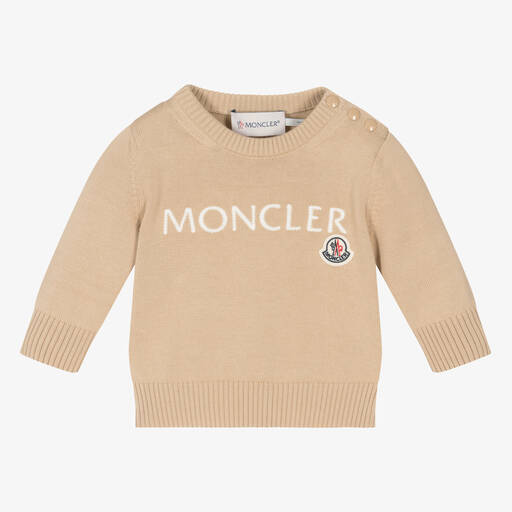 Moncler Enfant-Beige Cotton Knitted Sweater | Childrensalon