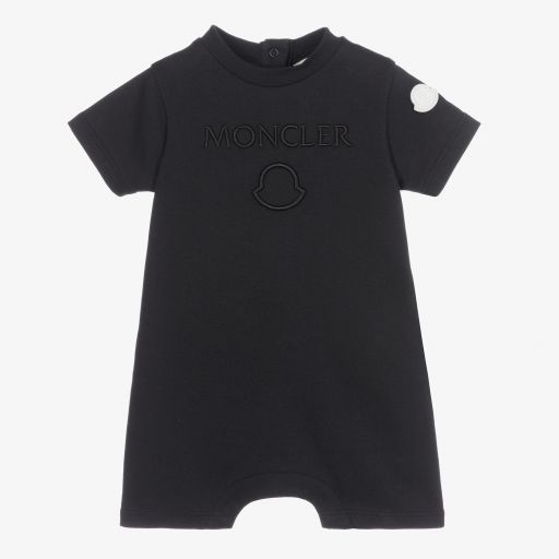 Moncler Enfant-Black Cotton Logo Shortie | Childrensalon