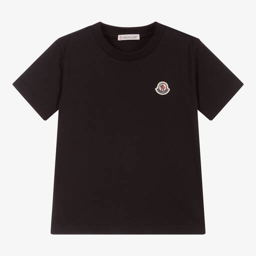 Moncler Enfant-Black Cotton T-Shirt | Childrensalon