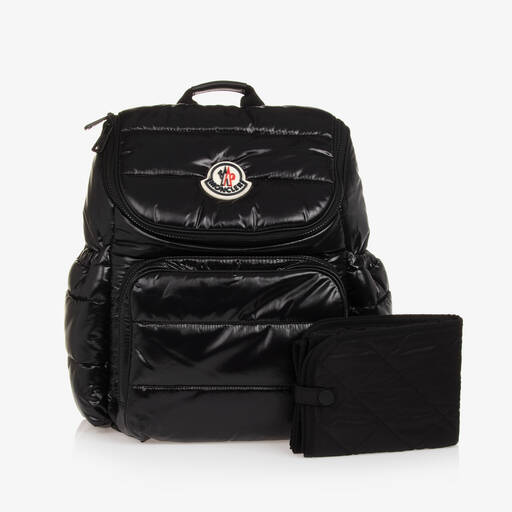 Moncler Enfant-Черный мягкий пеленальный рюкзак с логотипом (37см) | Childrensalon