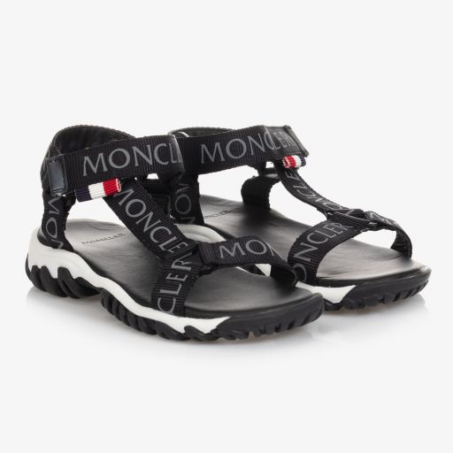 Moncler Enfant-Black Logo Sporty Sandals | Childrensalon