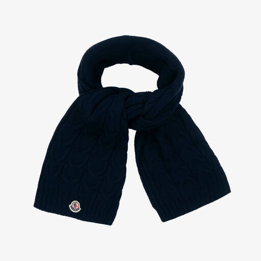 Moncler Enfant-Синий шерстяной шарф крупной вязки | Childrensalon