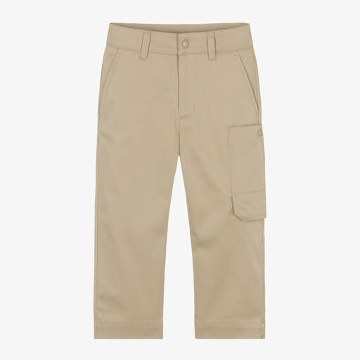 Moncler Enfant-Boys Beige Cotton Cargo Trousers | Childrensalon