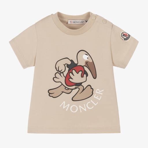 Moncler Enfant-Boys Beige Cotton MonDuck T-Shirt | Childrensalon