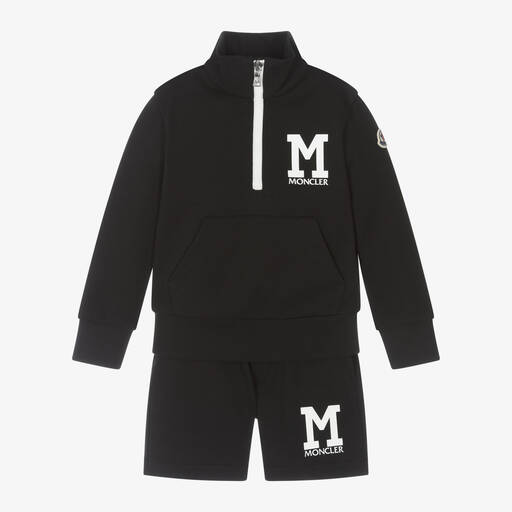 Moncler Enfant-Boys Black Cotton Jersey Shorts Set | Childrensalon