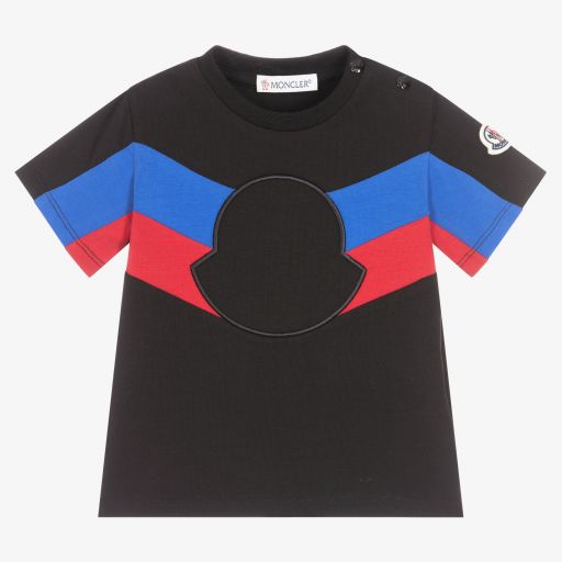 Moncler Enfant-Черная хлопковая футболка для мальчиков  | Childrensalon