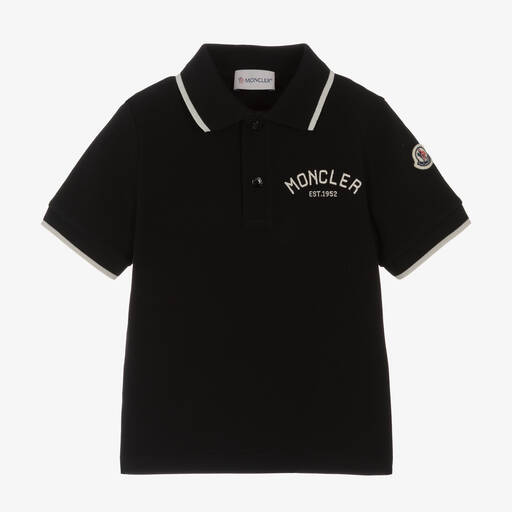 Moncler Enfant-Boys Black Cotton Polo Shirt | Childrensalon