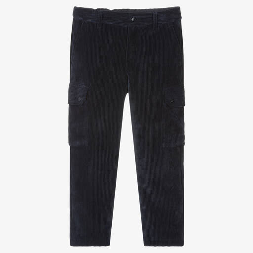 Moncler Enfant-Boys Blue Cotton Corduroy Trousers | Childrensalon