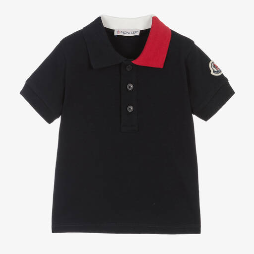 Moncler Enfant-Boys Blue Cotton Piqué Polo Shirt | Childrensalon