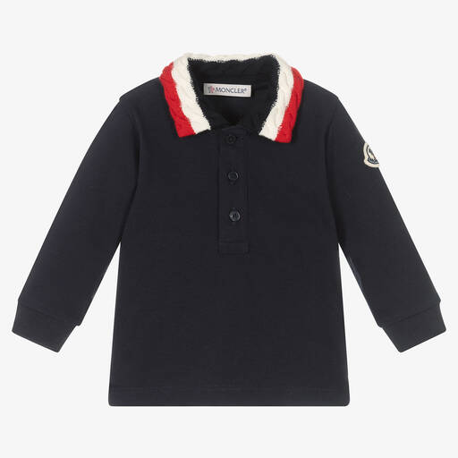 Moncler Enfant-Boys Blue Cotton Polo Shirt | Childrensalon