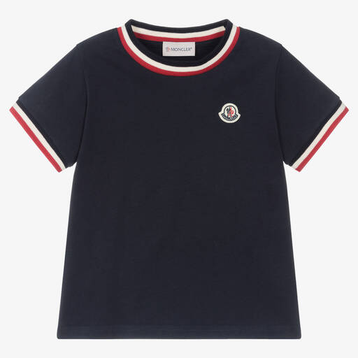 Moncler Enfant-T-shirt bleu en coton Garçon | Childrensalon