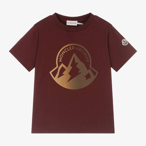 Moncler Enfant-Boys Burgundy Red Cotton T-Shirt | Childrensalon