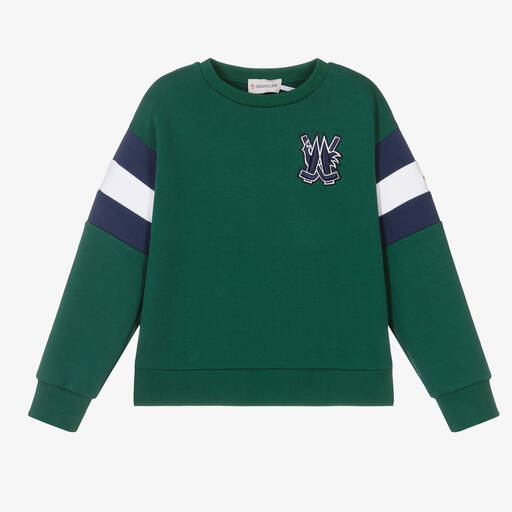 Moncler Enfant-Boys Green Cotton Sweatshirt | Childrensalon