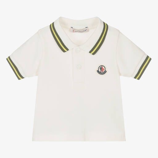 Moncler Enfant-Boys Ivory Cotton Piqué Polo Shirt | Childrensalon