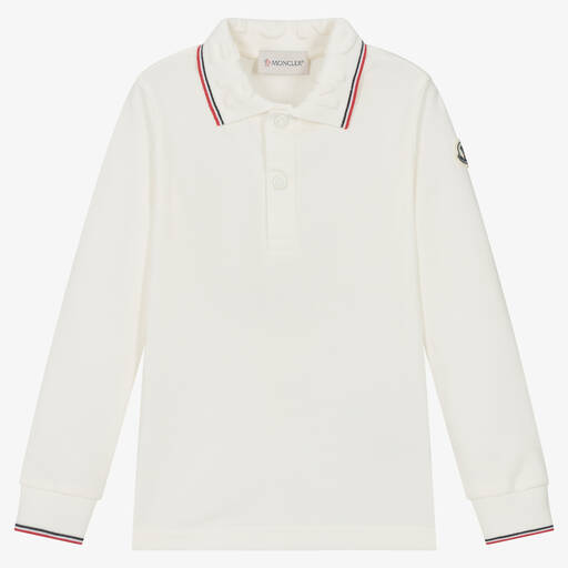 Moncler Enfant-Boys Ivory Cotton Polo Shirt | Childrensalon