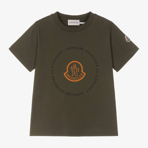 Moncler Enfant-Boys Khaki Green Cotton T-Shirt | Childrensalon