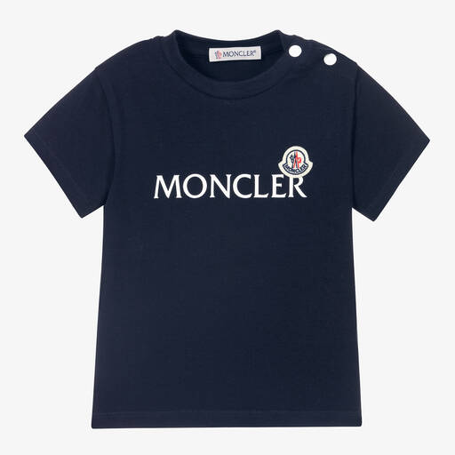 Moncler Enfant-Boys Navy Blue Cotton T-Shirt | Childrensalon
