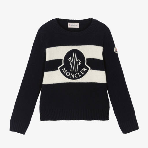 Moncler Enfant-Boys Navy Blue Wool Sweater | Childrensalon