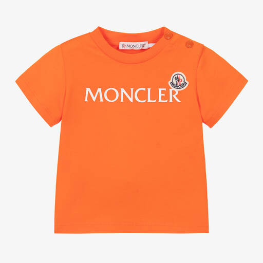 Moncler Enfant-تيشيرت أطفال ولادي قطن جيرسي لون برتقالي | Childrensalon