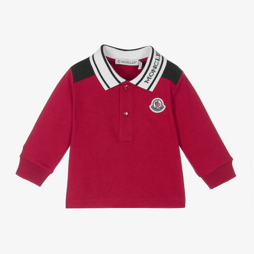 Moncler Enfant-Boys Red Cotton Polo Shirt | Childrensalon