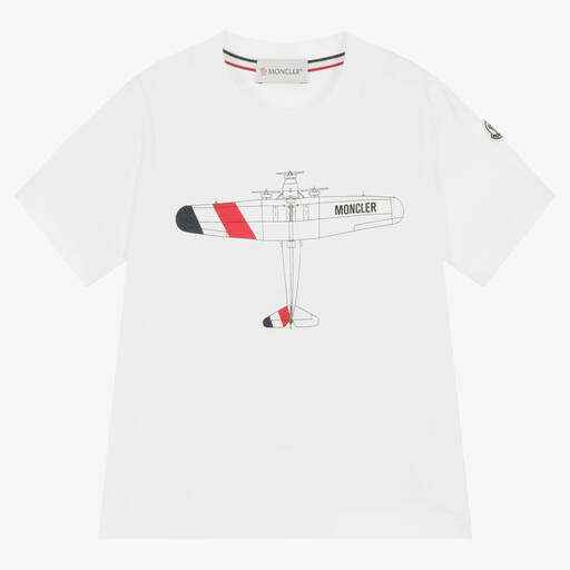 Moncler Enfant-T-shirt blanc en coton Avion Garçon | Childrensalon