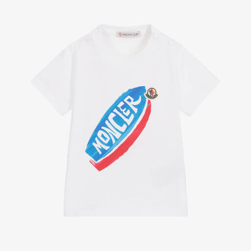 Moncler Enfant-Boys White Cotton Logo T-Shirt | Childrensalon