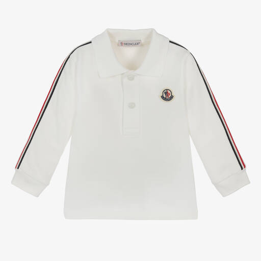 Moncler Enfant-Boys White Cotton Polo Shirt | Childrensalon