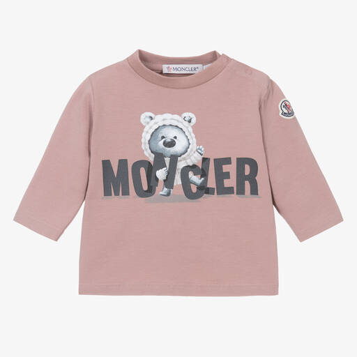 Moncler Enfant-Dusky Pink Cotton Bear Top | Childrensalon