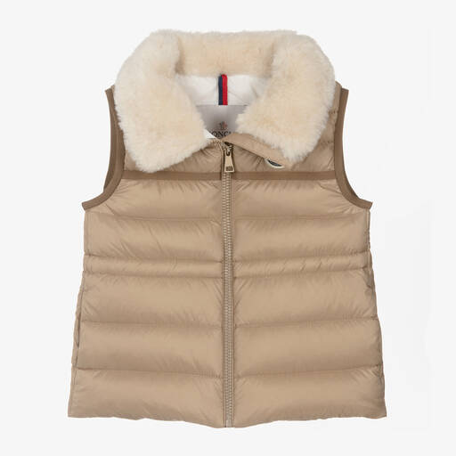 Moncler Enfant-Girls Beige Down-Padded Elisheba Gilet  | Childrensalon