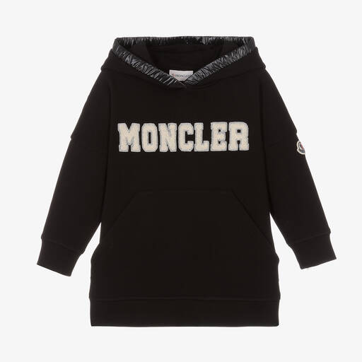 Moncler Enfant-Girls Black Cotton Hooded Dress | Childrensalon