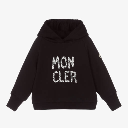 Moncler Enfant-سويتشيرت هودي قطن لون أسود للبنات | Childrensalon