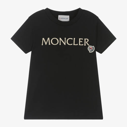 Moncler Enfant- تيشيرت قطن لون أسود للبنات | Childrensalon