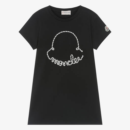 Moncler Enfant-Girls Black Cotton T-Shirt Dress | Childrensalon