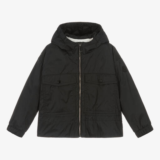Moncler Enfant-Черная куртка с капюшоном | Childrensalon