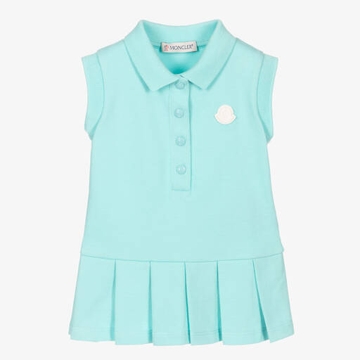 Moncler Enfant-Girls Blue Cotton Piqué Dress | Childrensalon