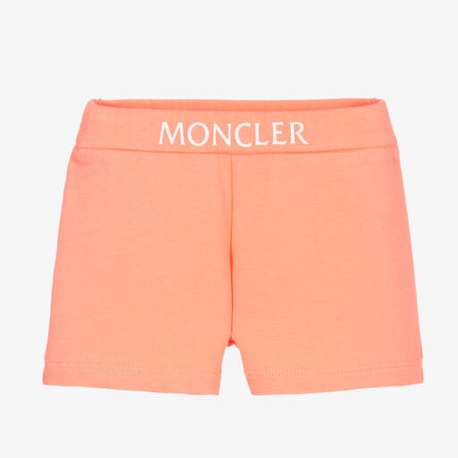 Moncler Enfant-Кораллово-оранжевые хлопковые шорты | Childrensalon