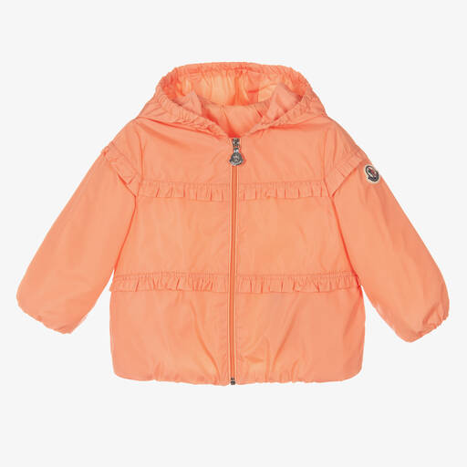 Moncler Enfant-Girls Coral Orange Hiti Hooded Jacket | Childrensalon
