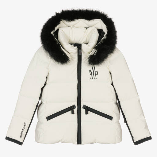 Moncler Enfant-Кремово-черная лыжная куртка | Childrensalon